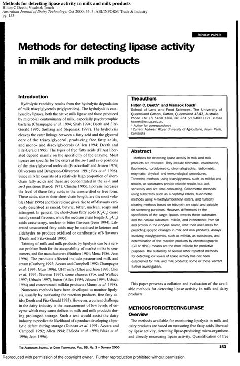 lipase milk experiment|Method for the measurement of lipase activity in milk.